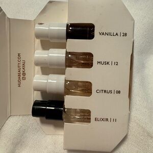 KAYALI Collection 01 Sample Set Elixir 11, Citrus 08, Musk 12, Vanilla 28